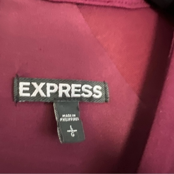 Express Wine Colored Dress Size Large. Sheer Neckline and Shoulder Inserts - Picture 5 of 8